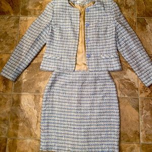 Baby Blue Tweed 2 Piece Suit